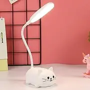 Kids Lamp,LED Desk Lamp for Kids,Wireless Charging Student Learning Eye Protection Lamp, USB Rechargeable Cartoons Toy Lamp Gift Dormitory Small Desk Lamp (White)