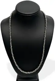 Native American 6mm Sterling Silver Navajo Pearls 28" Single Strand Necklace