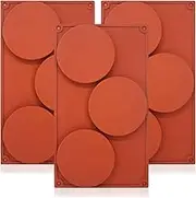 Oviovky 3-Pack Large Round Silicone Disc Cake Mold, 3-Cavity Non-Stick Baking Tray, Chocolate Cover Cookie Mold, Chocolate Moulds, Handmade Soap Moulds