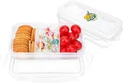 Small Snack Box with 3 Compartments for Kids, 300ml 4 Pack, Mini Snack Containers with Snap Lock Lids, Small Bento Box, Microwave & Dishwasher Safe Snackbox for Kids Plane School Work