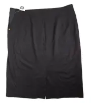 Anne Klein Midi Skirt Womens XL Black Woven Elastic Waist Pull On Office NEW