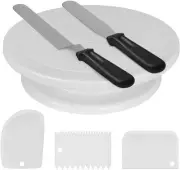 Rotating Cake Turntable-11 Inch with 2 Icing Spatula and Icing Smoother