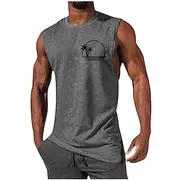 Men's Tank Top Vest Top Undershirt Sleeveless Shirt Sleeveless Crewneck Summer Graphic Fashion Designer Vacation Street Going out Black White Red Top Tee for M