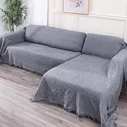 LUFEIJIASHI Sectional Couch Covers l Shape 3 Seater 2 Pieces Couch Covers for Sectional Sofa l Shape with Chaise Large Sectional Sofa Cover for Dogs pet Protector Furniture Covers (Grey, X-Large)