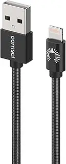 Comsol Braided USB-A to Lightning Cable 1.2m Black [MFi Certified] Compatible with iPhone 14/13/12/11/X/8/7/ 6/5 iPad Pro/iPad/iPad Air