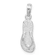 Sterling Silver De-Ani Rhodium-Plated Polished And Textured Flip Flop Pendant