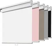 Joydeco Cordless Roller Shades Blackout Blinds for Windows Room Darkening Rolled Up Shades with Spring System, UV Protection Window Shades Door Blinds for Home and Office (28 "W x 75" H, White)