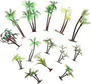 14pcs Model Tree Tropic Palm Tree Trees Outdoor Tree Topper Plant Basket Liner Diorama Base Coconut Small Tree Topper Tree Toppers Basket Liners Diorama Supplies Plastic Green