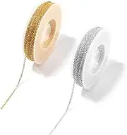 WELANE Chain Roll, 2 Rolls Gold & Silver Jewelry Making Chain with 20 PCS Lobster Clasps and 60 PCS Jump Rings for Bracelet, Necklace, Anklet, Jewelry Making (3m/roll)