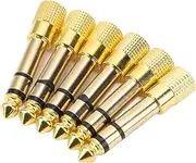 Headphone Adapter Stereo Converter Mixer Guitar Metal Microphone Gold 6 Pack