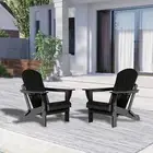 Withniture Outdoor Folding Adirondack Chair Set of 2 with Cup Holder ,Black