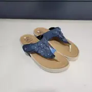 NWT Fly Flot Suede Anti shock Floral Appliqué Wedge Slip On Sandal Size 41