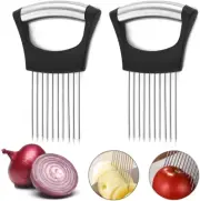 2 Piece Onion Holder Slicer, Stainless Steel Onion Holder All-In-One Onion Ho...