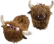 [Generic] Highland Cow Slippers, Cute Plush Cow Slippers For Women Adult, Cartoon Fluffy Fur Animal Scottish Cattle Slippers