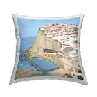 Coastal Cliff Beach Town Outdoor Printed Pillow, 18 x 18, Blue