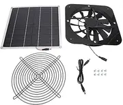 Solar Panel Fan Kit Solar Powered 100W Exhaust Fan with 10 Inch Round Fan High Airflow Weather Resistant for Greenhouse Shed Chicken Coop (Black)