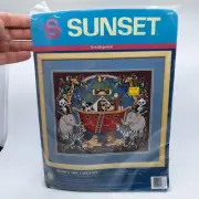 Needlepoint 1993 Sunset Noah's Ark Tapestry 1993 Ann Craig 12088 Wool USA
