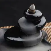 Lotus Pond Waterfall Backflow Incense Burner With Polishing Cobblestone