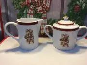 Grace’s Teaware Vintage Santa Sugar Bowl With Lid & Creamer