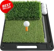 Premium Dual-Turf Golf Mat: Heavy Bottom Golf Hitting Mat with Ball Tray, Portab