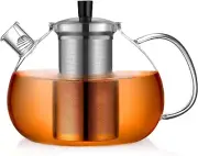 67Oz XL Large Glass Teapot with Infuser Stovetop Safe, Tea Pots for Loose Tea Gl