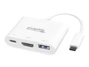 Plugable USB C to HDMI Multiport Adapter, 3-in-1 USB C Hub with 4K HDMI Output,
