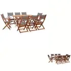 Outdoor Dining Set Furniture Solid Eucalyptus Wood and Textilene Garden vidaXL