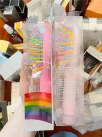 在飛比找Yahoo!奇摩拍賣優惠-現貨熱銷-韓國Eyecandy彩虹木梳BRUSH美發氣囊彩色