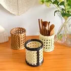 Nordic Style Weaving Bamboo Chopstick Basket Storage Tube Pen Container Box Case