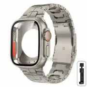 Strap+Case for Apple Watch 9 8 7 6 5 44 45 40 41mm Titanium Band Change To Ultra