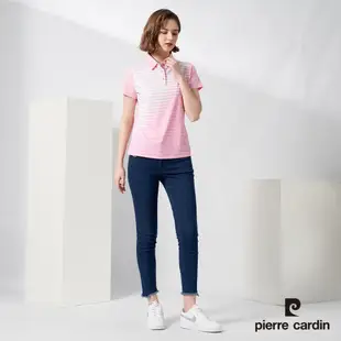Pierre Cardin皮爾卡登 女款 吸濕排汗胸前印花短袖polo衫-淺粉色 (4227205-62)