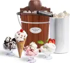 Nostalgia Electric Ice Cream Maker - Old Fashioned Soft Serve 6 Qt, Dark Wood