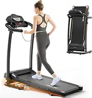 [Yuejiqi] Treadmill with Incline, 3.0HP Foldable Treadmill for Home Office Small Space Portable Walking Treadmill 240 Lbs with 12 Preset PROG, LED Display, Speaker and Cup Holder