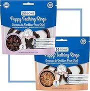 N-Bone Puppy Teething Rings Texas BBQ 3 Count Bag Variety Pack, Burnt Ends & Pulled Pork Flavor, Total 2 Bags, 7.2-oz, 6 Rings