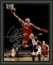 DENNIS RODMAN A4 SIGNED / AUTOGRAPHED BASKETBALL HOF BULLS PHOTO POSTER