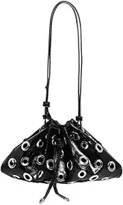[Generic] Women Metal Stud Y2k Shoulder Bag Large Capacity Retro Hollow Handbag PU Leather Trendy Rivet Sling Bag Shopping Vacation Handbag