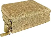 [Latuesol] Designer Elegant Zip Around Samll Wallets for Women, RFID Blocking Credit Card Wallet Women Gold, Include Cash Corns Slots, Gold-Bling, Small Rfid Wallet for Women Gold