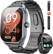 Curve Military Smart Watch for Men(Answer/Make Call), 2.01" Smartwatch 2024 Newest Fitness Tracker with 120+ Sports Modes IP68 Waterproof Fitness Watch for Android iOS (2 Straps)