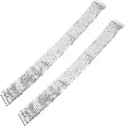 [Minkissy] 2pcs Mermaid Sequin Belts Sparkly Elastic Waistbands for Women Dresses Disco Party Costume Accessory Comfortable Fit Silver