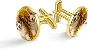 [Generic] Puppies Welsh Corgi Pet Dog Two Print Classic Stainless Steel Cufflinks for Mens, Suit Shirt Cuff Links Jewelry Business Wedding Gifts, Golden