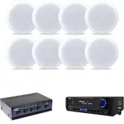 5.25" 2Way In-Ceiling Speakers, Speaker Selector,Pyle USB AM/FM SD Home Receiver