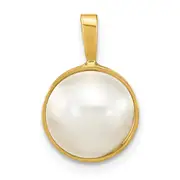 14k Yellow Gold 14K 10-11mmWhite Saltwater Mabe Pearl Pendant
