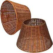 Medium Shade-Lamp Shades Set of 2,DIY Natural Barrel/bell rattan boho Hand Crafted Lamp Cover for Table Lamps, Floor Lamp, Bedside Lamp, Spider Fitter