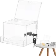 Acrylic Donation Ballot Box, Clear Acrylic Box with Slot, Acrylic Donation Box with Lock, Multipurpose Countertop Storage Case, Compact Suggestion Boxes, Ballot Box with Sign Holder for Voting Donatio