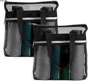 DODAMOUR Mesh Shower Caddy Bag, 2 Packs Portable Shower Tote Bag with Zipper, Travel Hanging Toiletry Bath Organizer for College Dorm Gym Travel Camp Beach Sunscreen (Black)