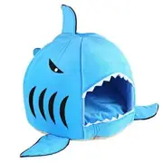 New Blue Medium Cozy Shark Shaped Bed Soft and Comfortable Cave Design Cat, Dogs