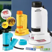 60-80X Mini Pocket Handheld Microscope With LED Light Kids Science Microscope