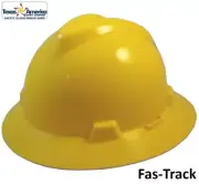 MSA V-Gard Full Brim Hard Hats with Fas-Trac Suspensions - Yellow