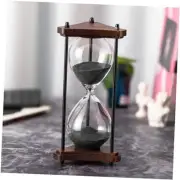 Hourglass Timer 60 Minute, Triangle Wooden Frame Decorative Sand Timer (Black