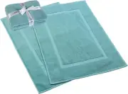 HILLFAIR 900 GSM-Hotel-Spa Tub-Shower Bath Mat Floor 2 Piece Set, Sea Green